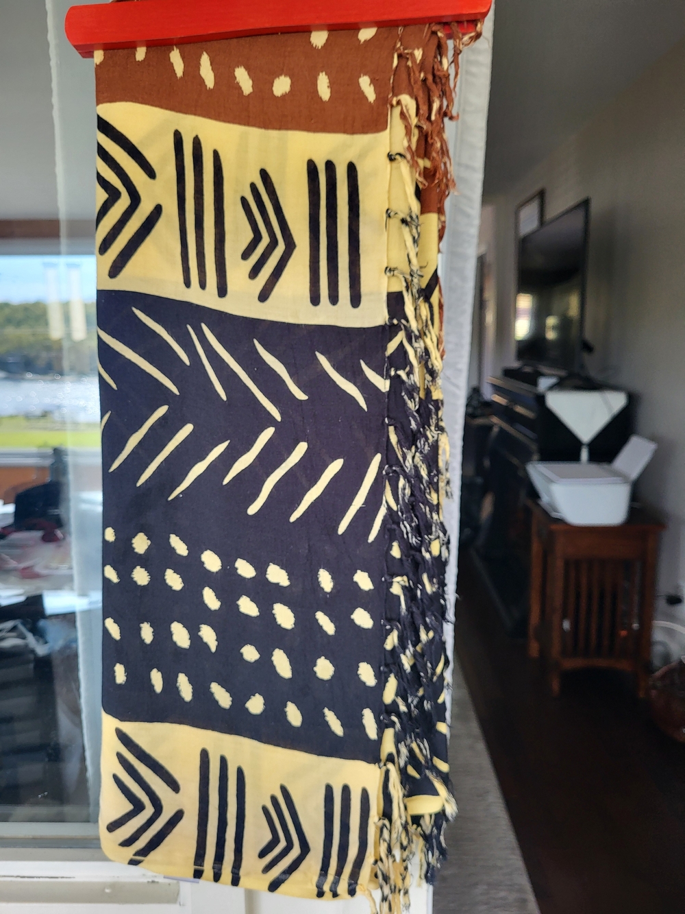 Large Tribal Style Yellow and Black Scarf/Wrap